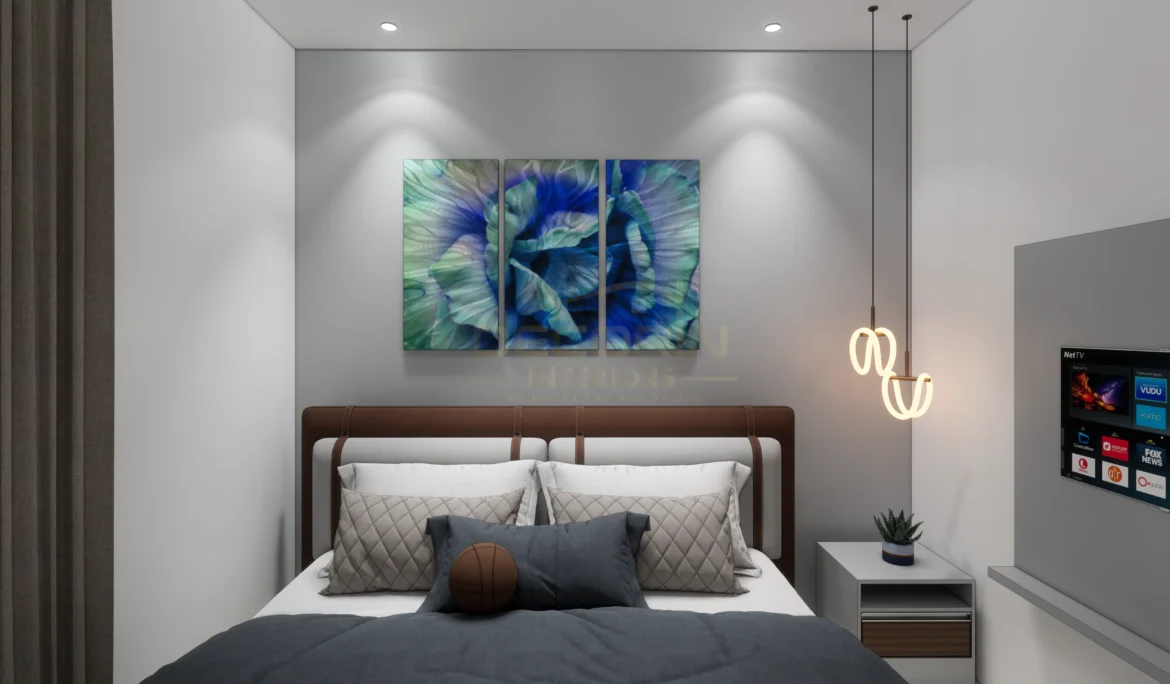 Modern bedroom with TV unit